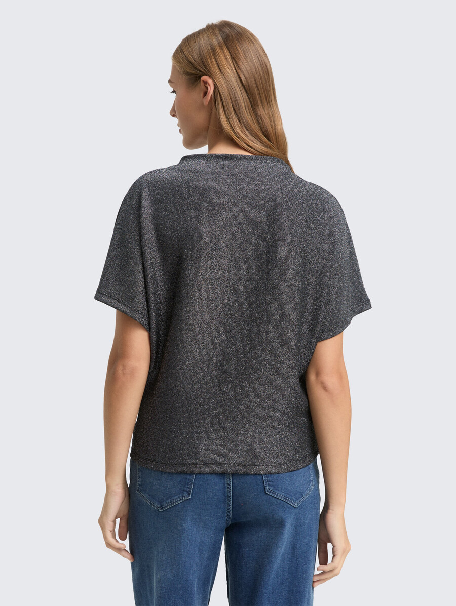 glitzer-t-shirt mit fledermausärmeln