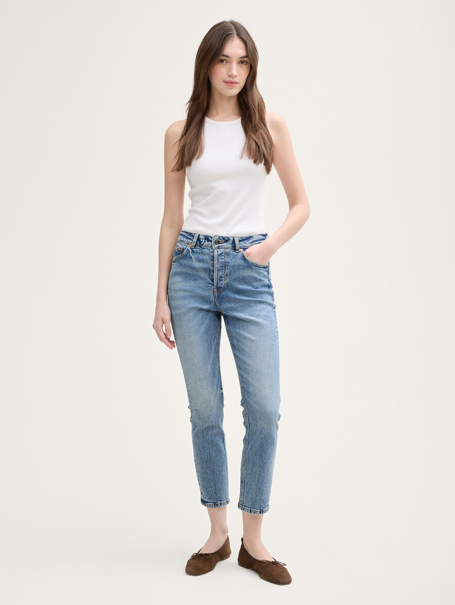 ttlotte slim straight jeans mit hohem bund