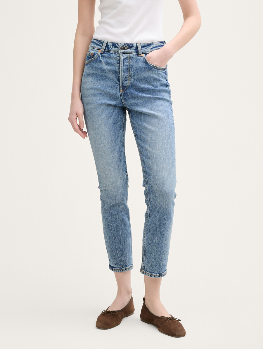 ttlotte slim straight jeans mit hohem bund