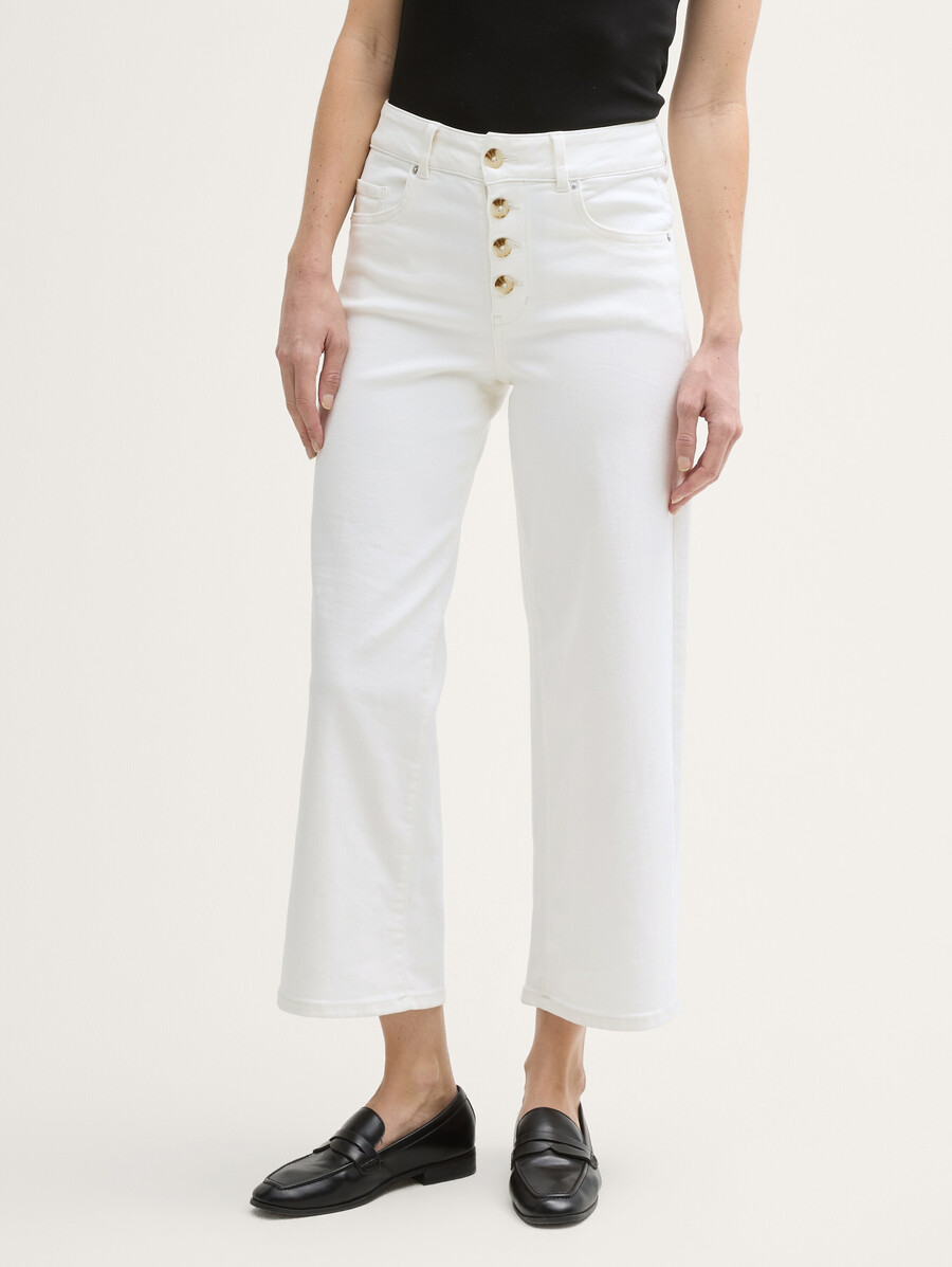 culotte-jeans mit knopfleiste