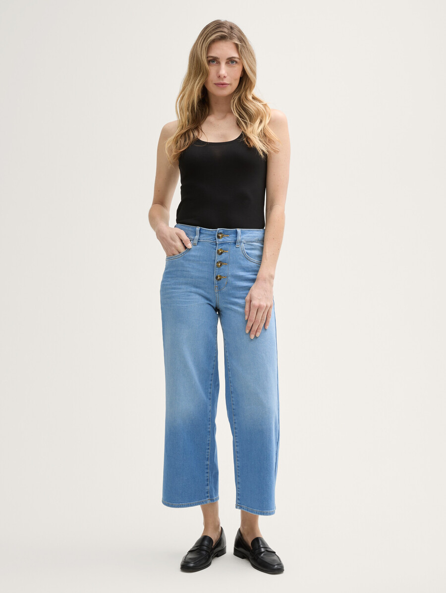 culotte-jeans mit knopfleiste
