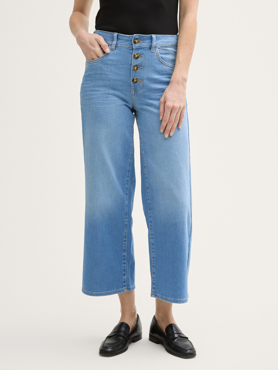 culotte-jeans mit knopfleiste