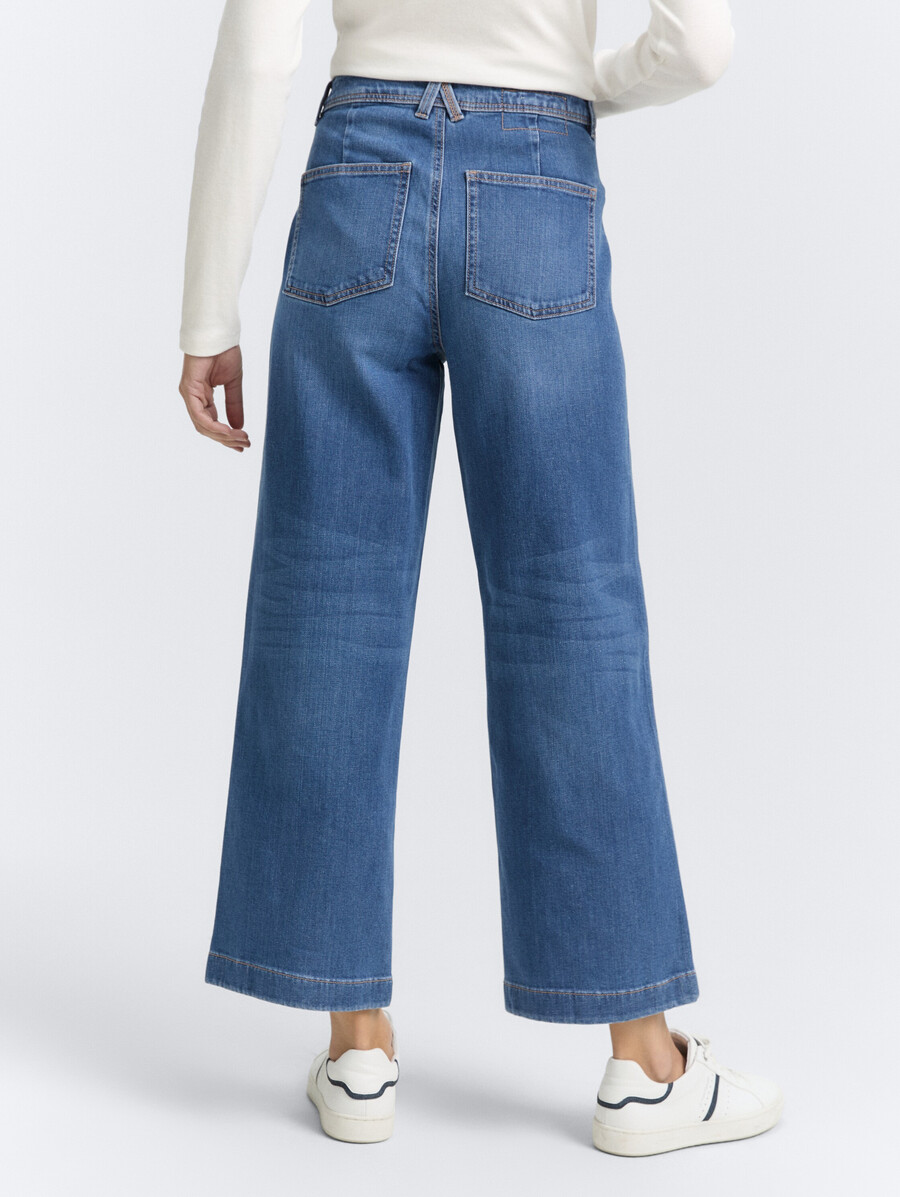 culotte-jeans mit knopfleiste