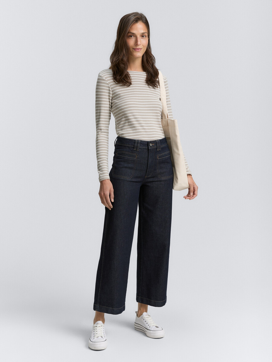 culotte-jeans mit knopfleiste