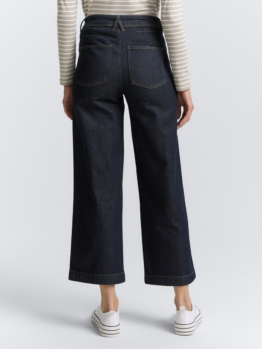 culotte-jeans mit knopfleiste