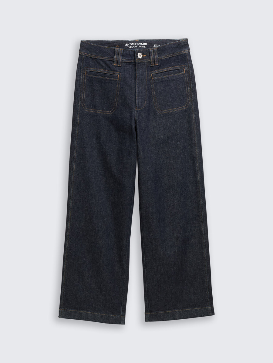culotte-jeans mit knopfleiste