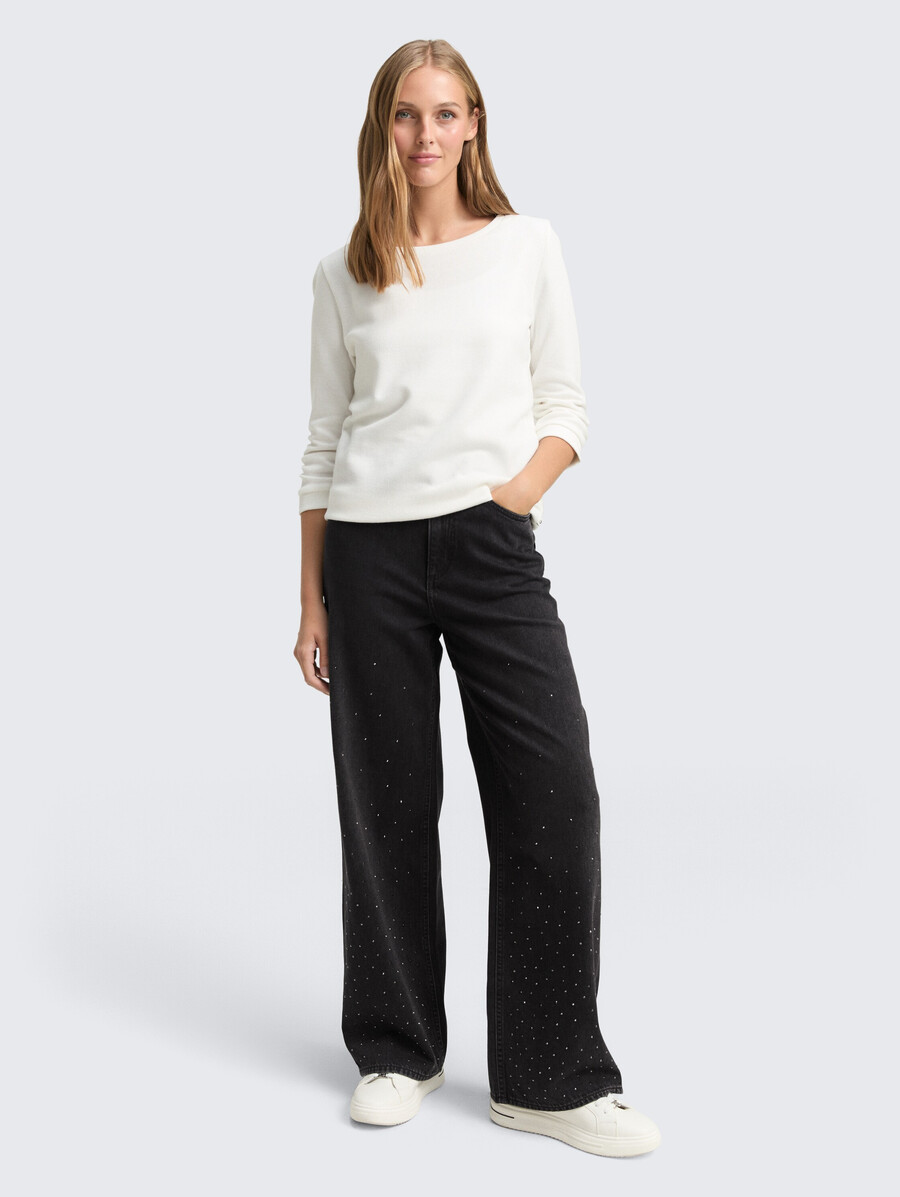 ttlinou wide jeans mit strasssteinen