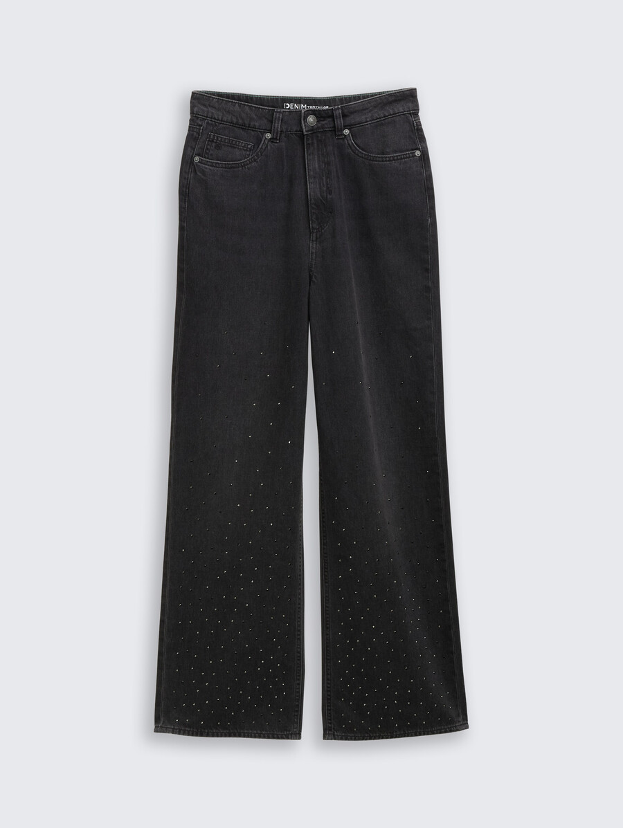 ttlinou wide jeans mit strasssteinen