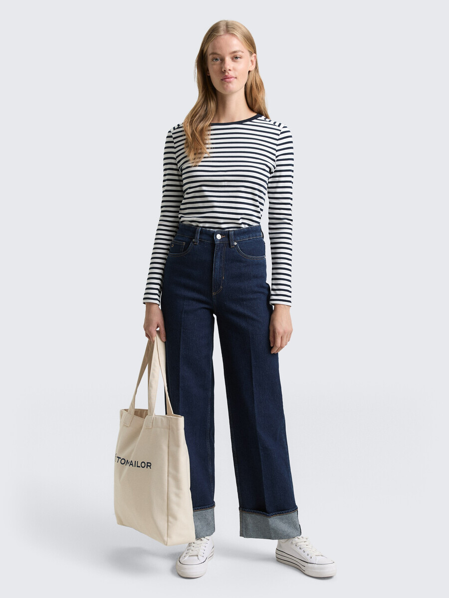 ttlinou wide high waist jeans mit umschlag