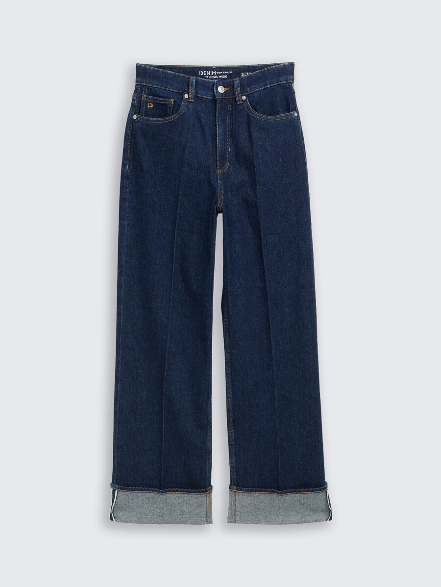 ttlinou wide high waist jeans mit umschlag