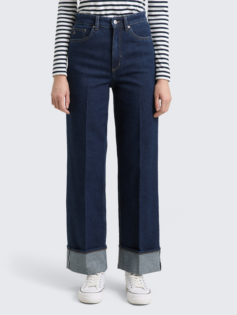ttlinou wide high waist jeans mit umschlag