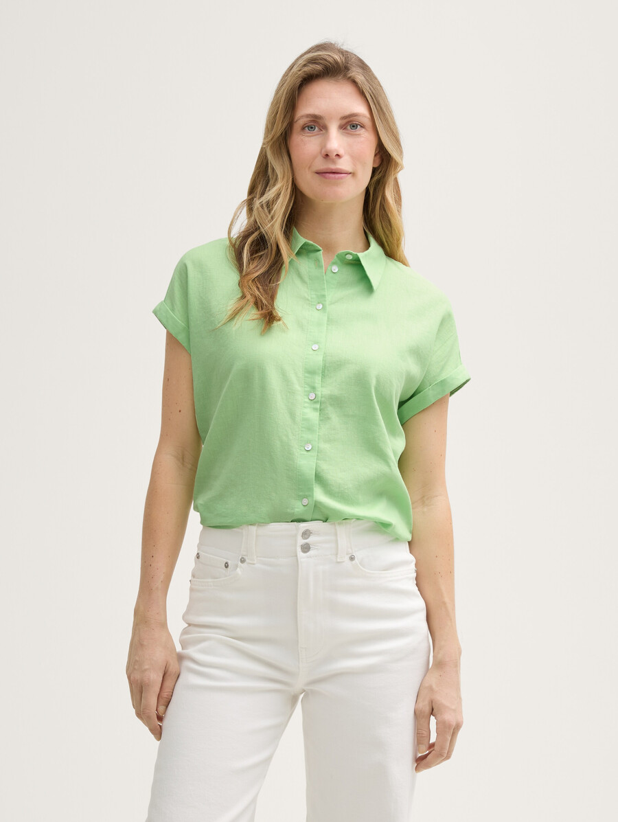 locker geschnittene bluse mit leinenanteil