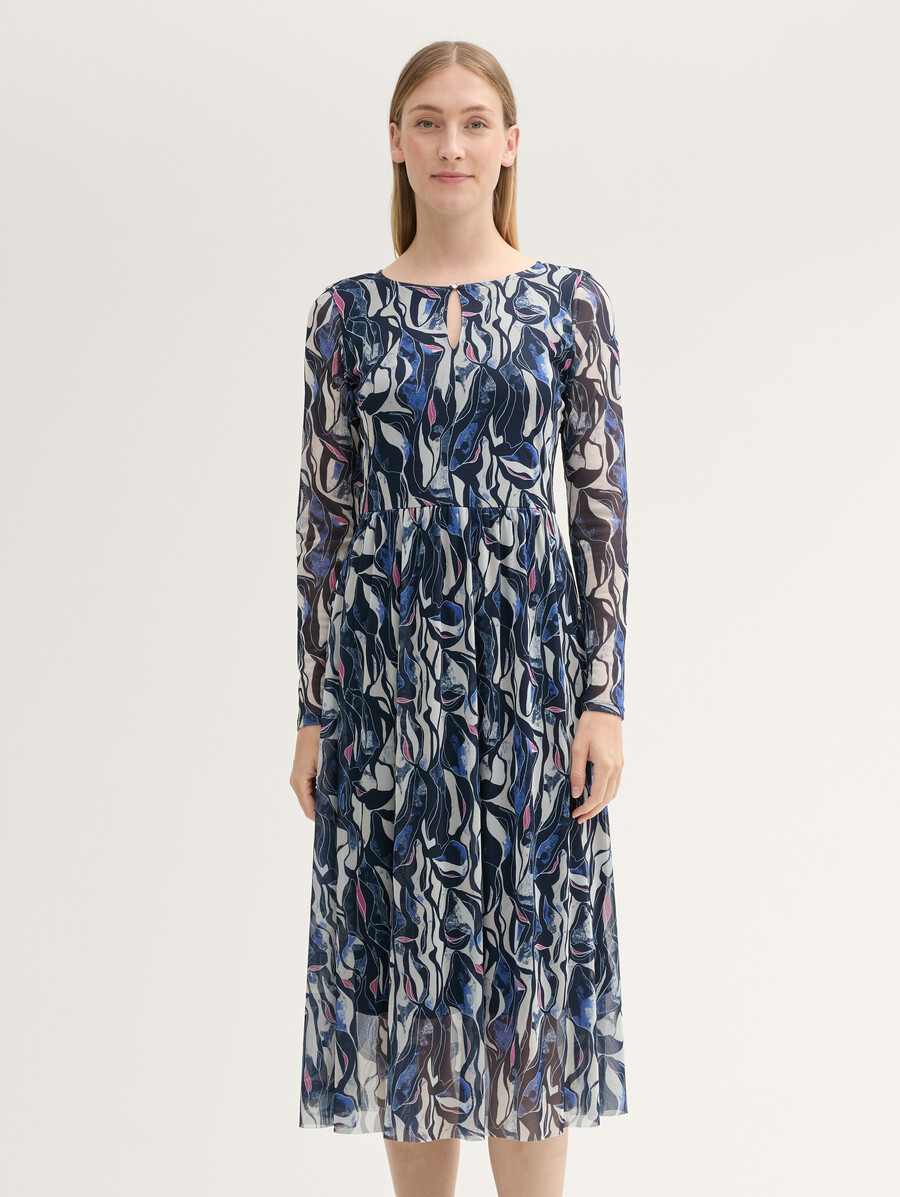 gemustertes mesh-midikleid