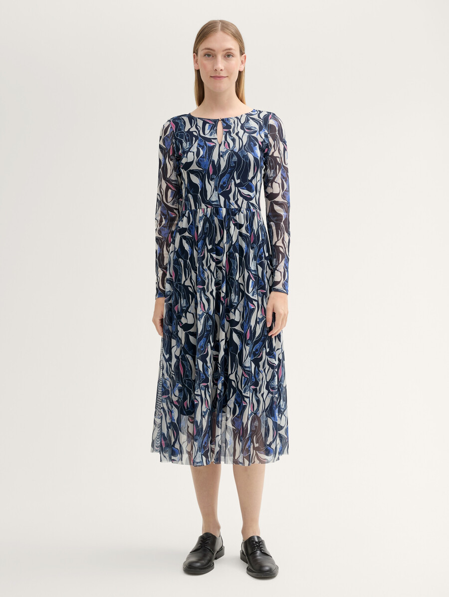 gemustertes mesh-midikleid