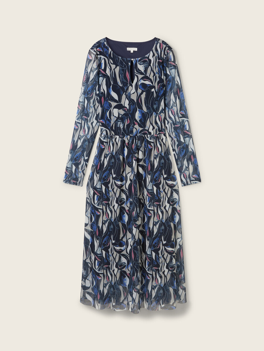 gemustertes mesh-midikleid