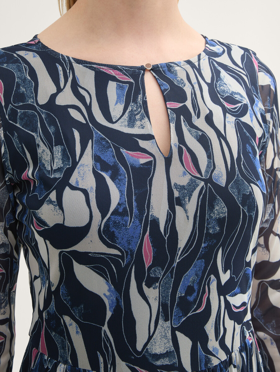 gemustertes mesh-midikleid