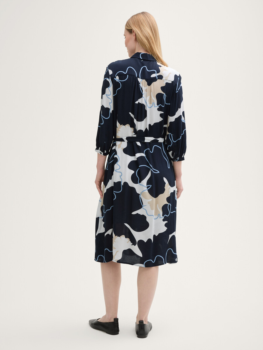 midi-blusenkleid mit gürtel