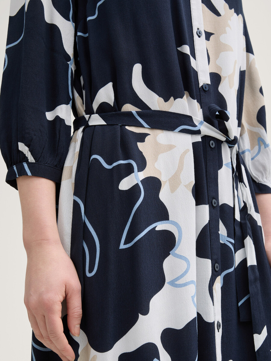midi-blusenkleid mit gürtel