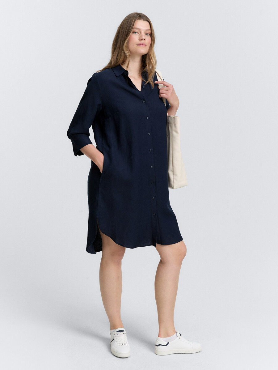 blusenkleid in Übergröße mit leinenanteil