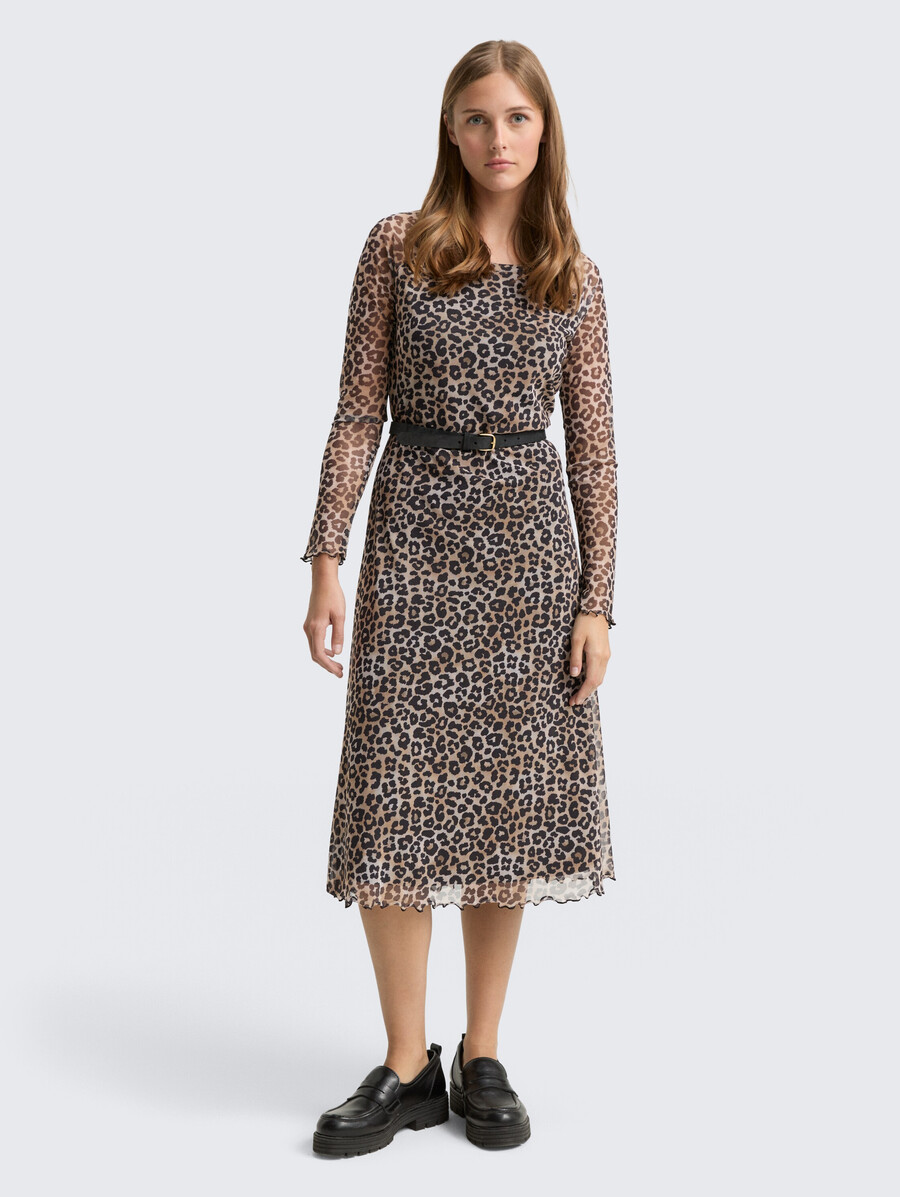 mesh-midikleid mit muster