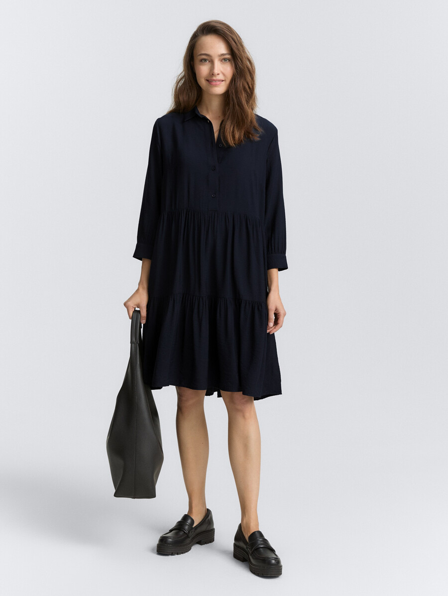 crinkle-kleid mit volants