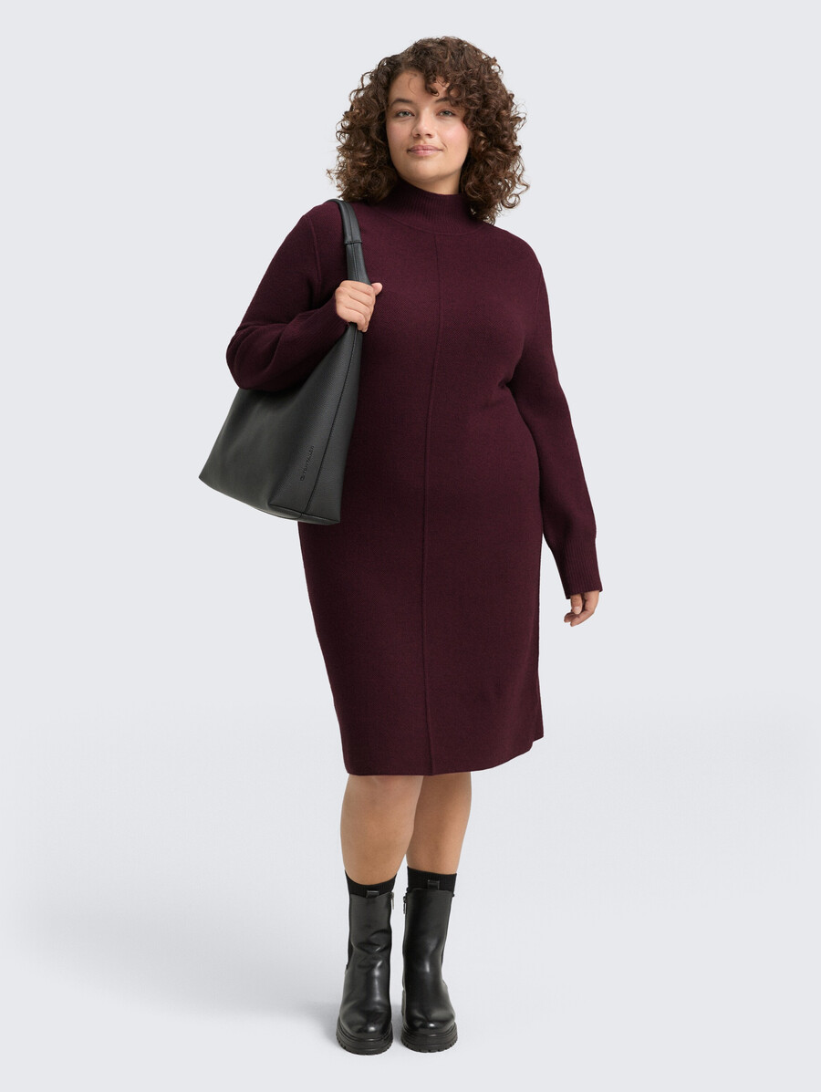 plus size – strickkleid mit stehkragen