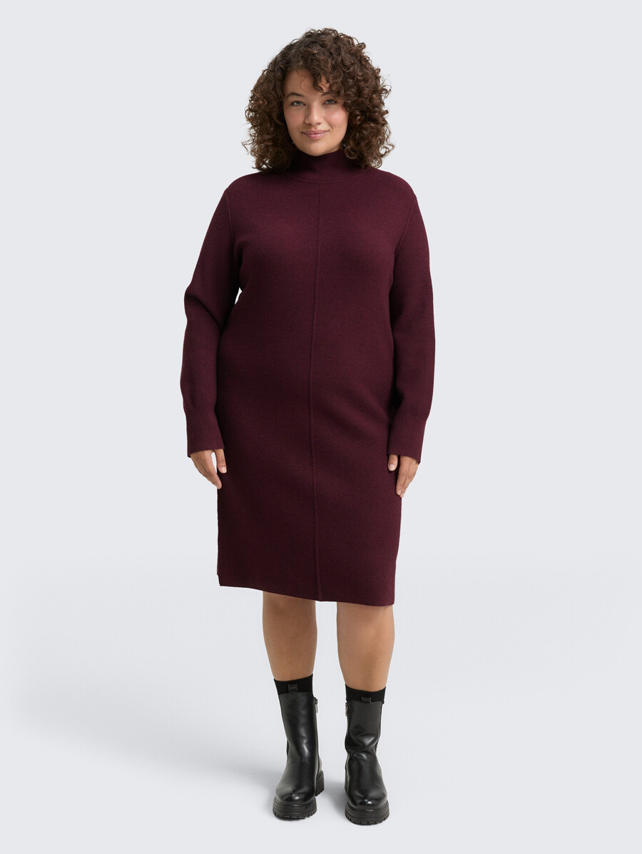 plus size – strickkleid mit stehkragen