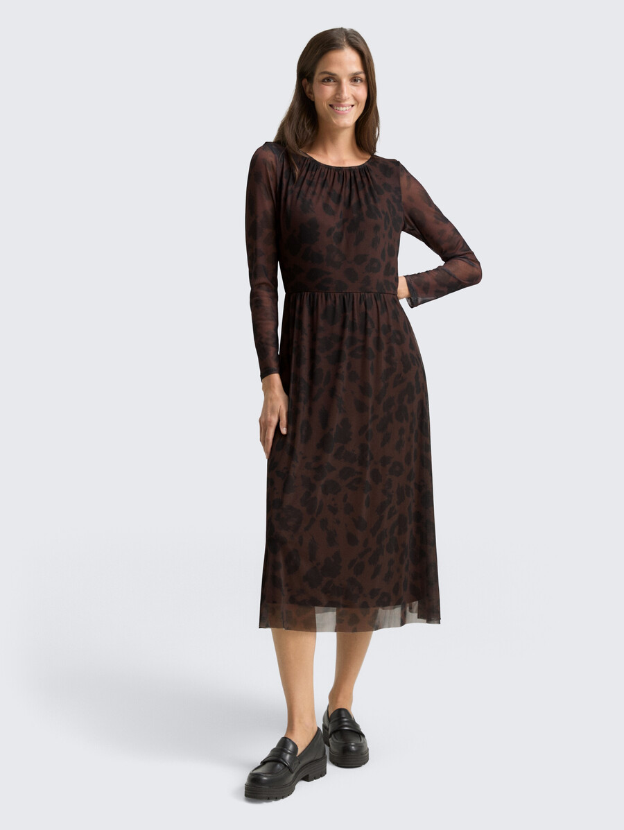 midi-meshkleid mit muster