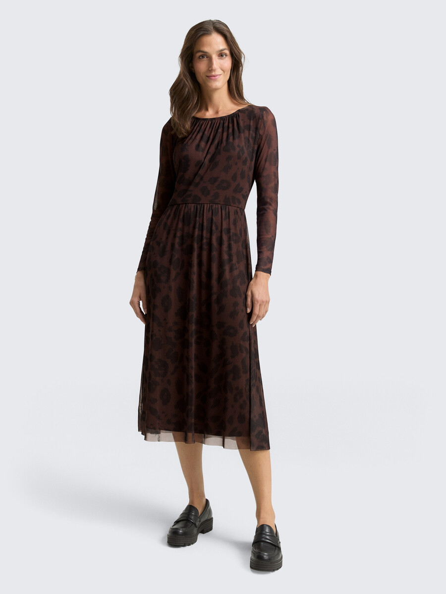 midi-meshkleid mit muster