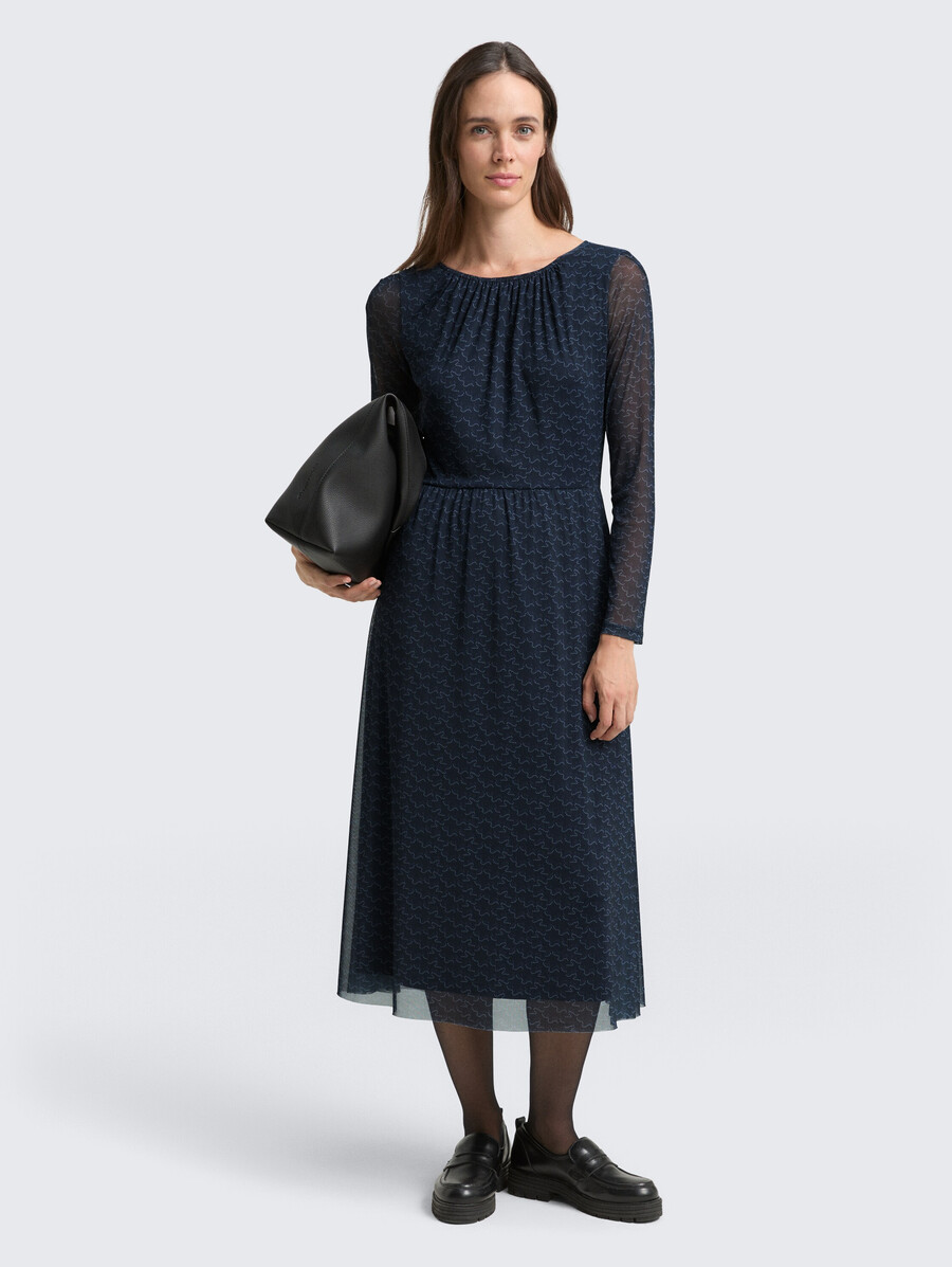 midi-meshkleid mit muster