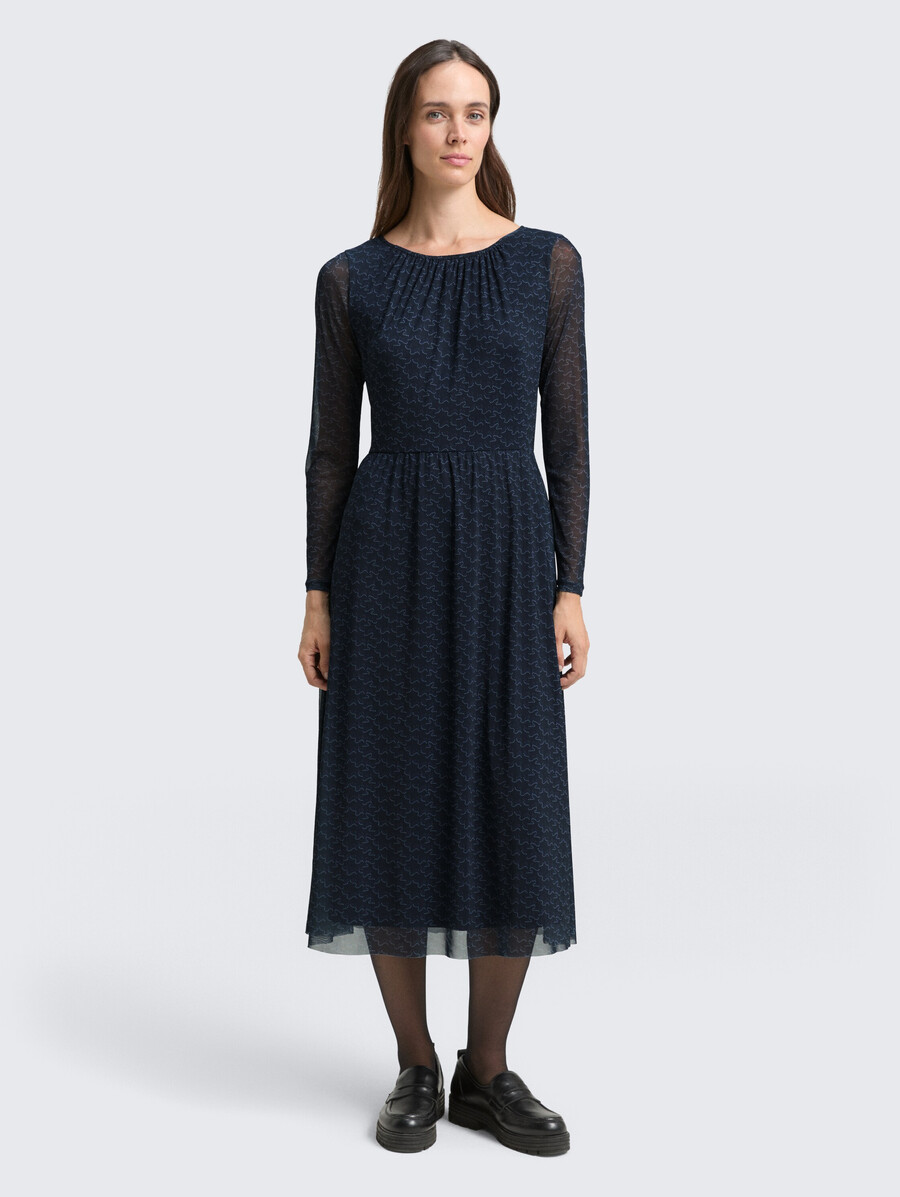 midi-meshkleid mit muster