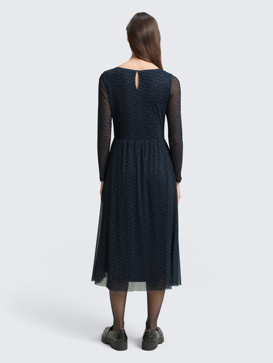midi-meshkleid mit muster