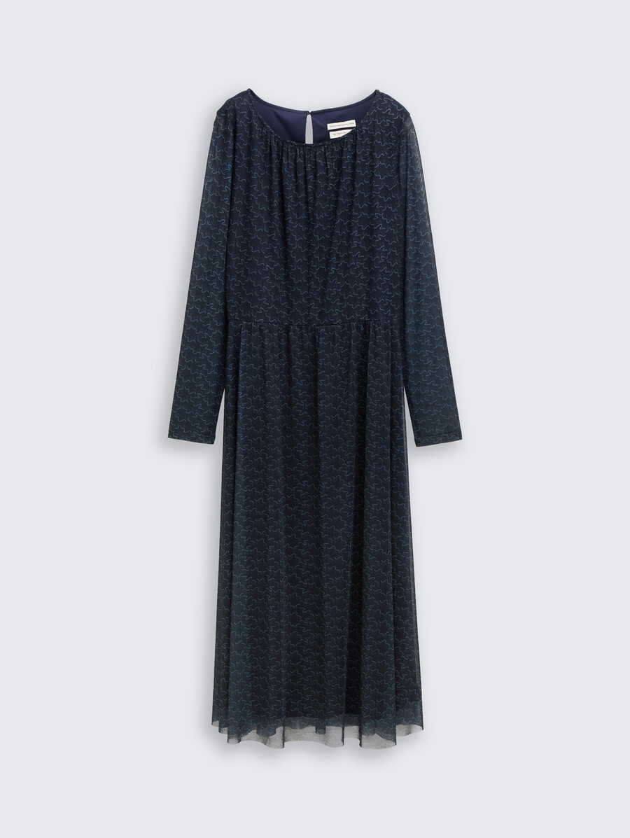 midi-meshkleid mit muster