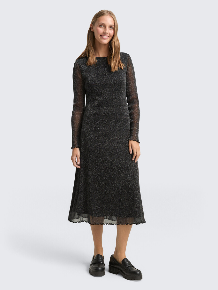 midi-meshkleid mit glitzereffekt