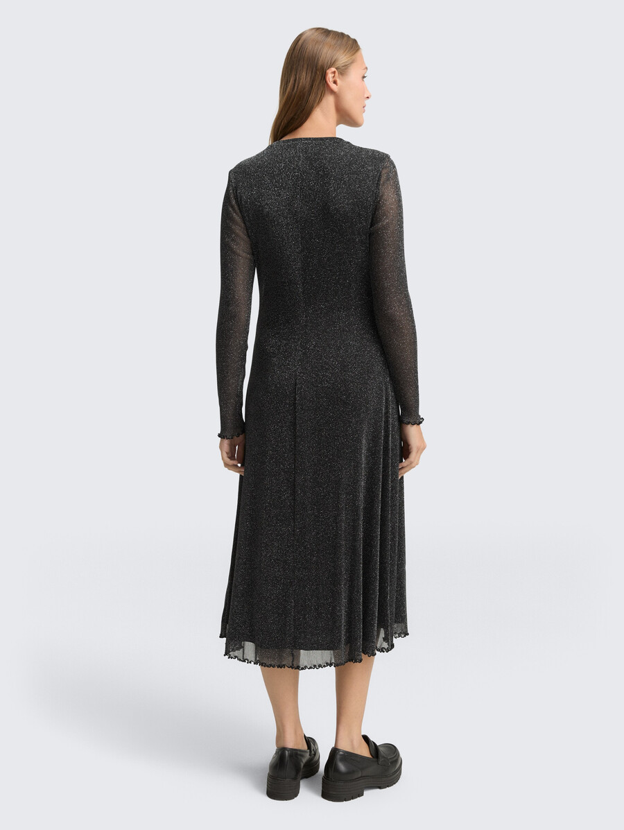 midi-meshkleid mit glitzereffekt