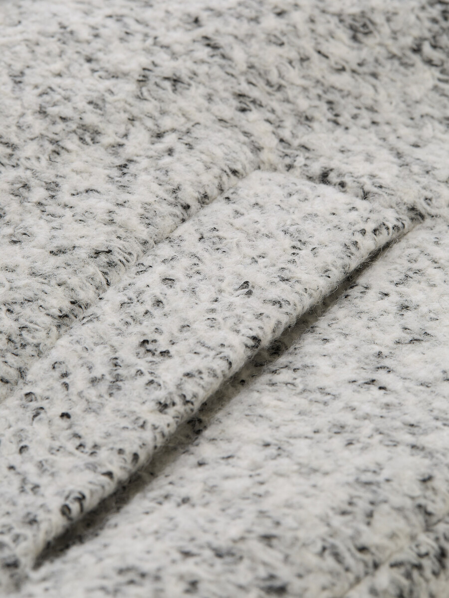 bouclé-wollmantel mit stehkragen