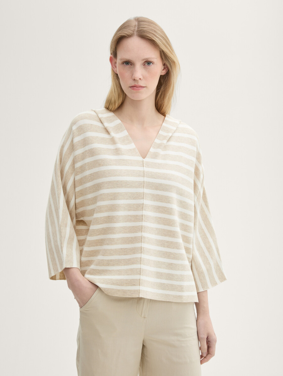 locker geschnittener strickpullover mit kapuze