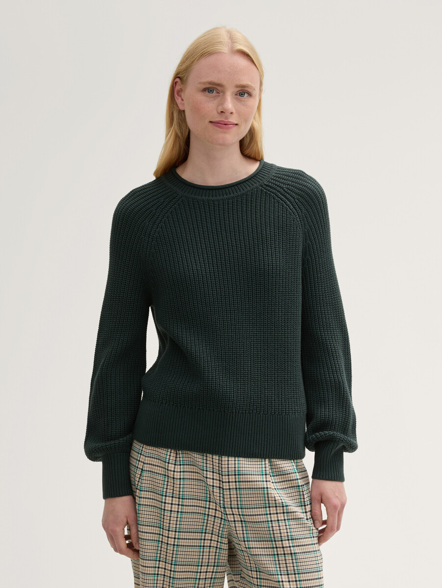 strickpullover mit leicht ballonförmigen Ärmeln