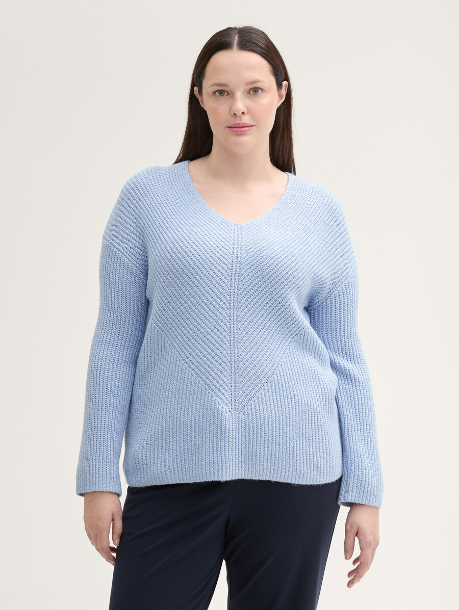 plus size – strickpullover mit v-ausschnitt