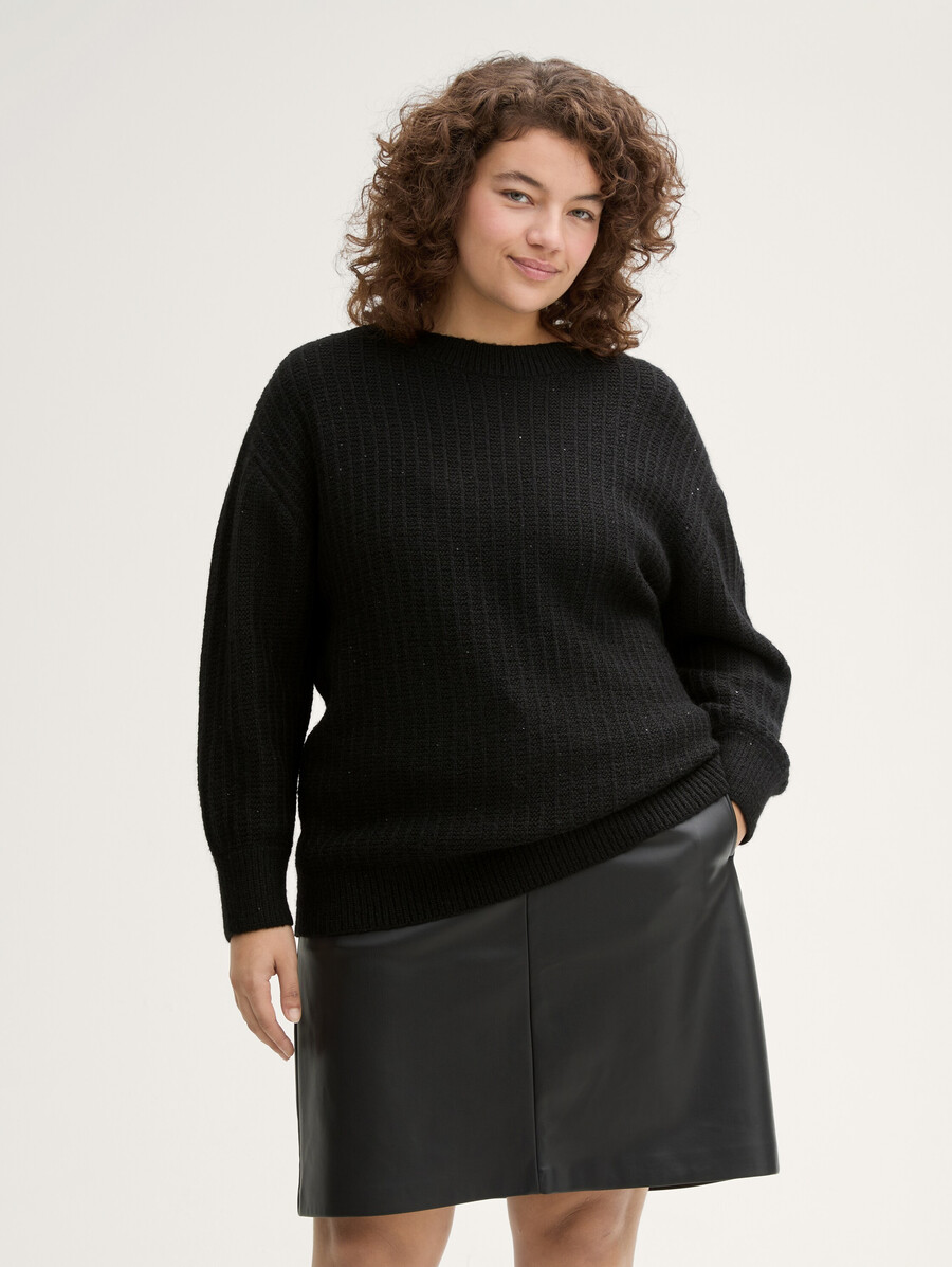 plus size - strickpullover mit pailletten