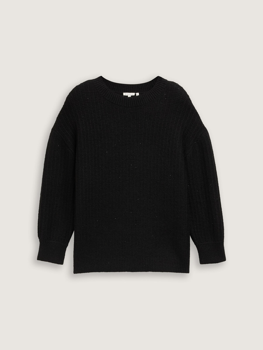 plus size - strickpullover mit pailletten