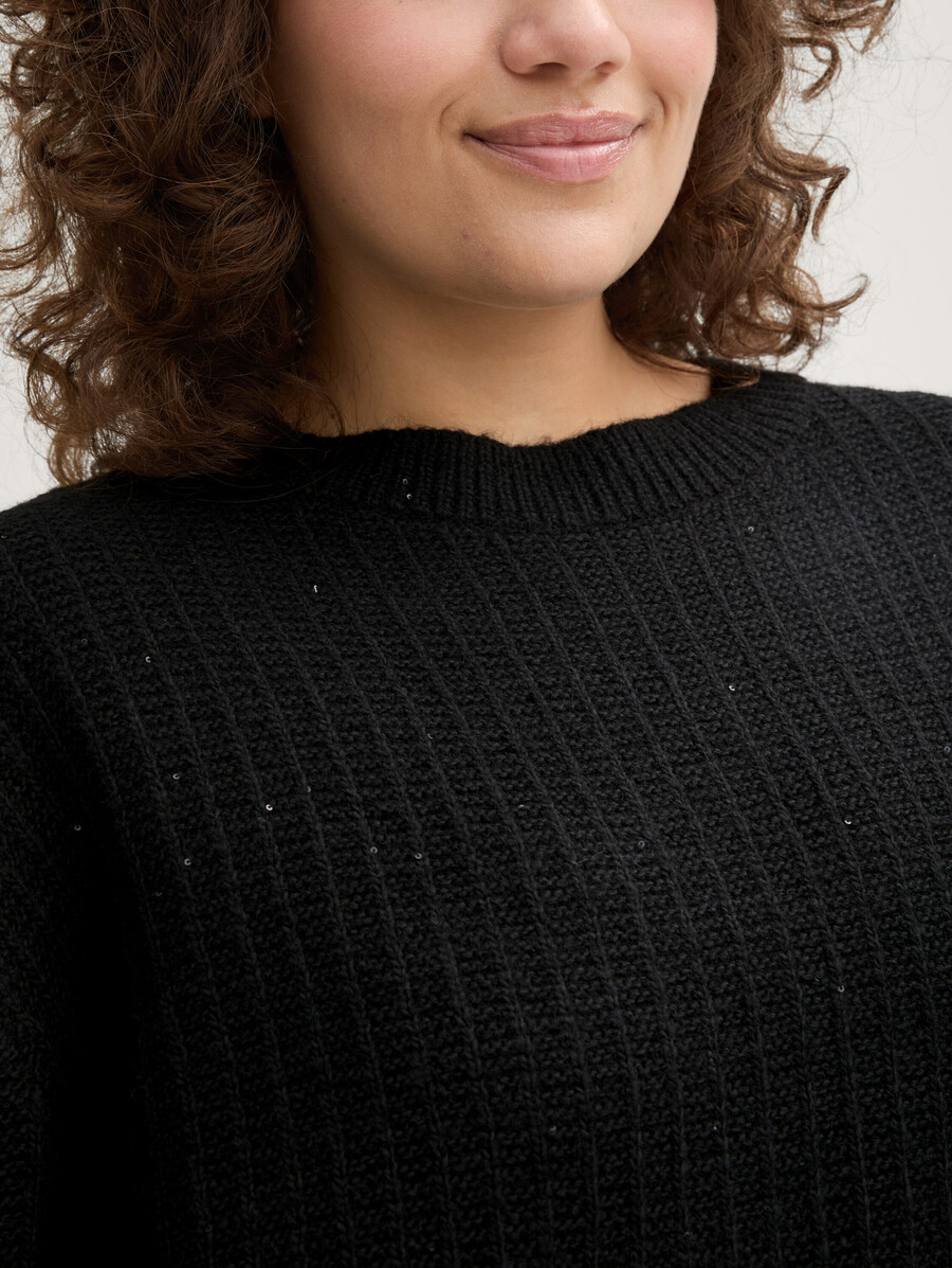 plus size - strickpullover mit pailletten