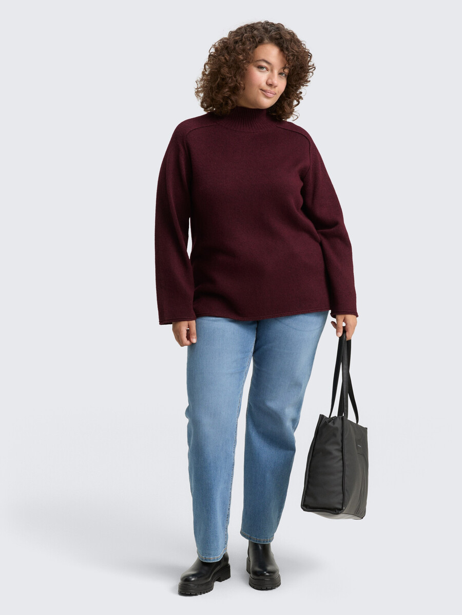 plus size – locker sitzender strickpullover mit stehkragen