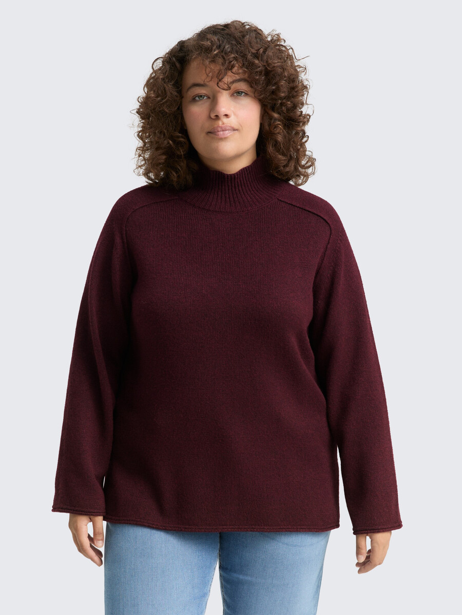plus size – locker sitzender strickpullover mit stehkragen