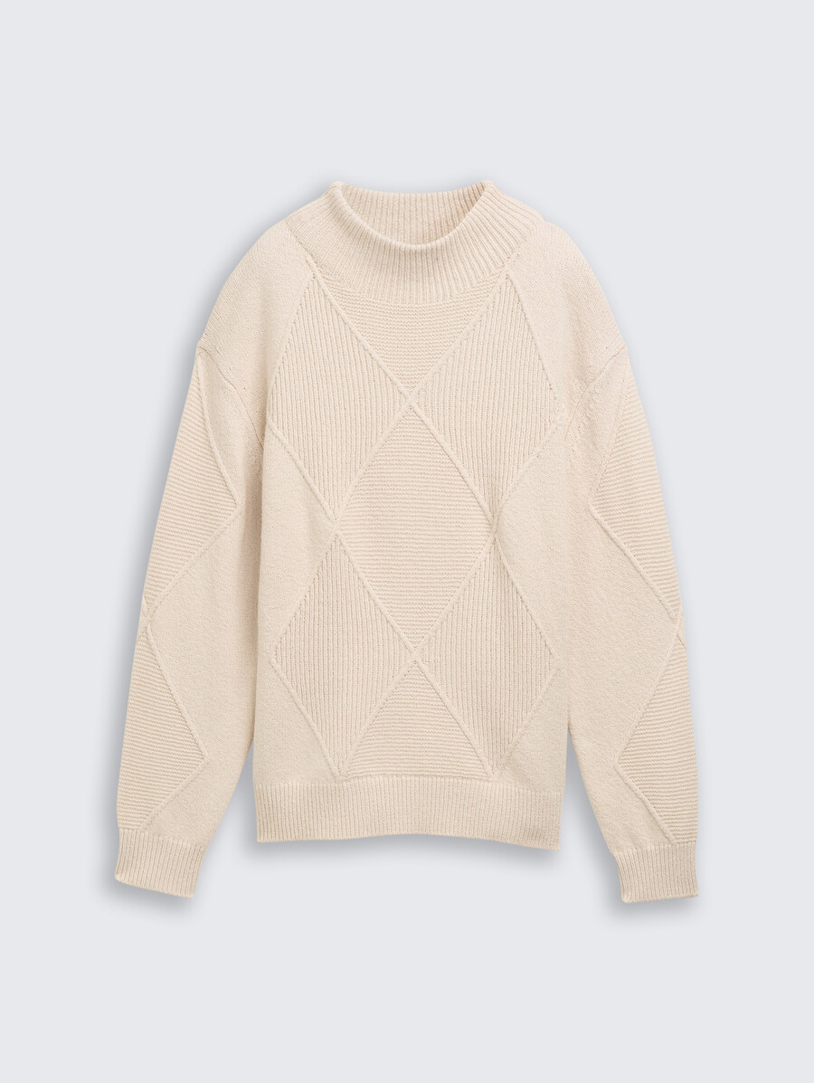 locker geschnittener strickpullover mit stehkragen