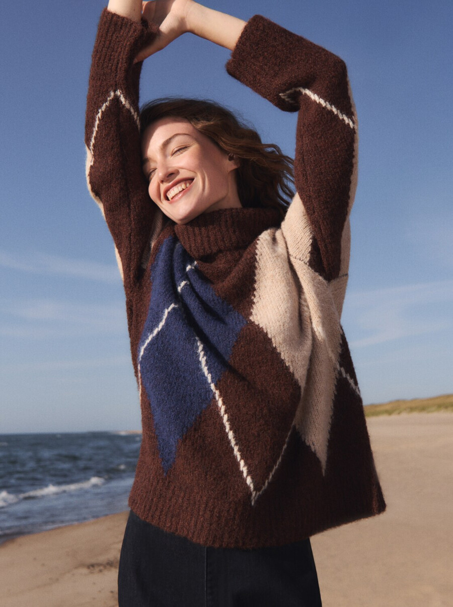oversized rollkragenpullover mit wollanteil