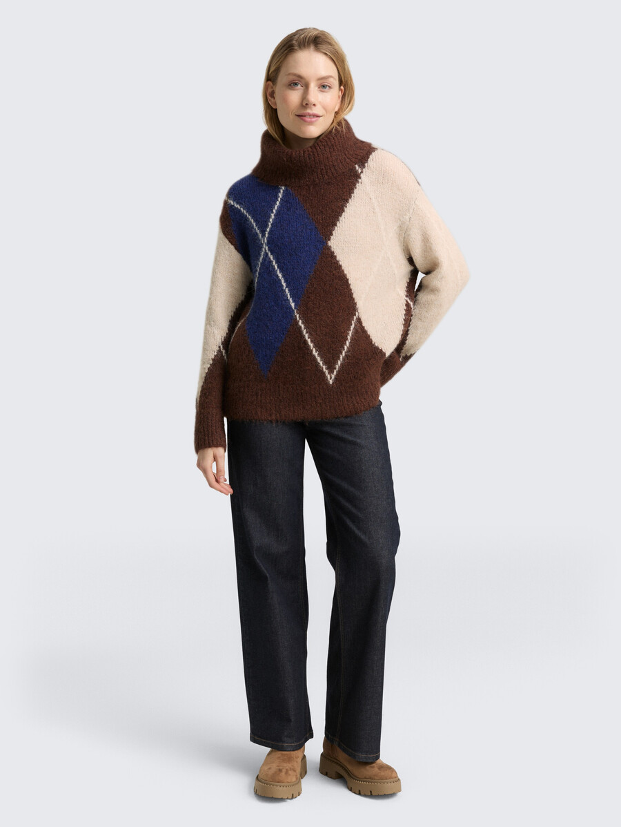 oversized rollkragenpullover mit wollanteil