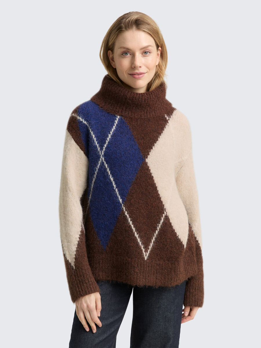 oversized rollkragenpullover mit wollanteil