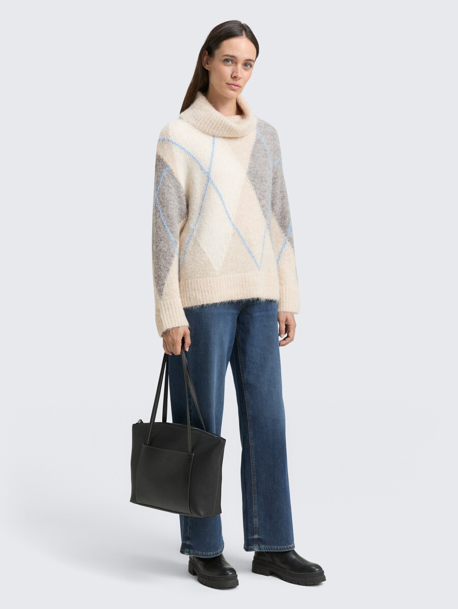 oversized rollkragenpullover mit wollanteil