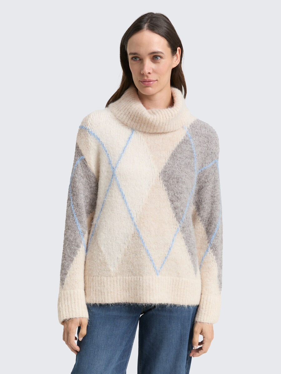 oversized rollkragenpullover mit wollanteil